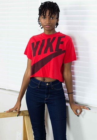 VINTAGE NIKE CROP TOP REWORKED LOGO 90S L 4.2