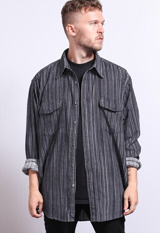 VINTAGE CORDUROY CORD STRIPED SHIRT