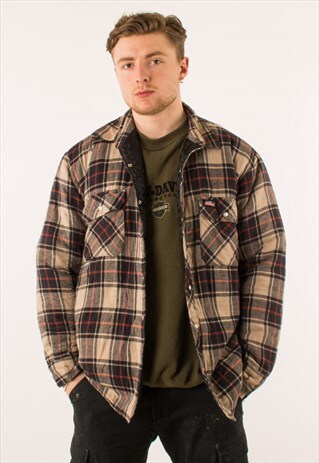 VINTAGE PLAID QUILTED FLANNEL JACKET XL