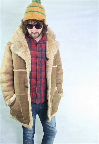 VINTAGE OVERSIZED SUEDE SHEEPSKIN SHERLING LINED JACKET