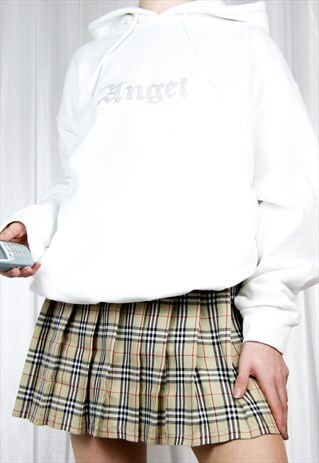 Y2K OVERSIZED WHITE ANGEL GOTHIC DIAMANTE HOODIE