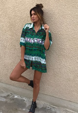 PATTERNED OVERSIZED RETRO VINTAGE UNISEX FESTIVAL SHIRT