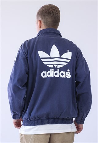 VINTAGE MENS ADIDAS TEAM BIG LOGO OVERHEAD PULLOVER JACKET