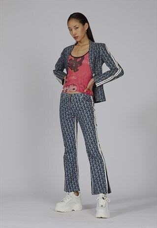 VINTAGE 90S BLUE LOGO PRINT ROCCOBAROCCO CO-ORDINATE SET