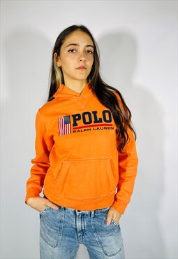 Vintage Size S Ralph Lauren Polo Sport Hoodie in Orange