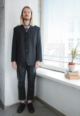 Vintage Black Wool Blazer Jacket