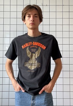 Vintage HARLEY DAVIDSON T Shirt Graphic Tee 90s Black