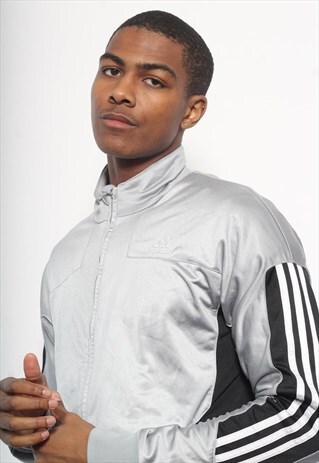 VINTAGE ADIDAS LOGO TRACK JACKET NAVY BLUE