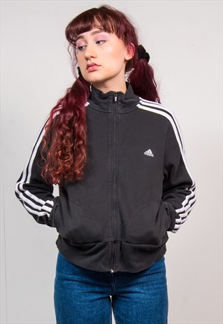 ADIDAS VINTAGE 90'S BLACK CLASSIC TRACKSUIT JACKET TOP