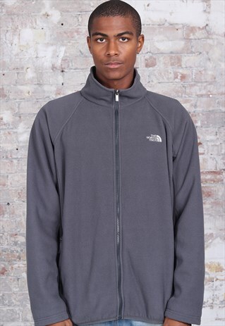 VINTAGE NORTH FACE FULL ZIP LOGO FLEECE GREY