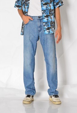 Y2K Hugo Boss Faded Blue Grunge Mens Jeans