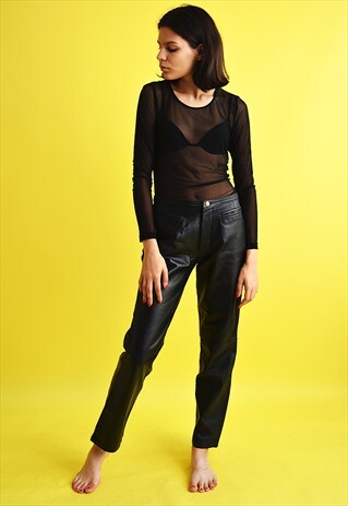 COOL 90'S RETRO GRUNGE HIGHWAISTED LEATHER TROUSERS