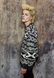 AZTEC SWEATER NATIVE AMERICAN PRINT JUMPER PREMIUM TOP BLACK