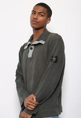 VINTAGE STONE ISLAND BUTTON UP SWEATSHIRT GREEN