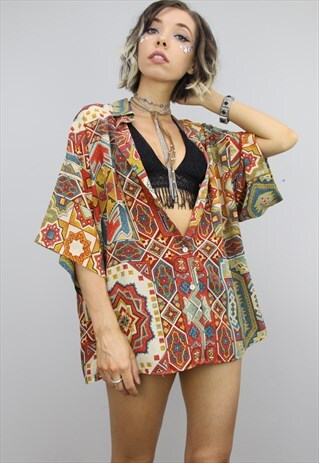 VINTAGE 80S/90S OVERSIZED PATTERNED SHIRT