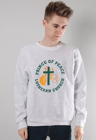 VINTAGE USA CHURCH PRINT SWEATSHIRT LARGE