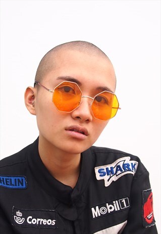 ORANGE LENS OCTAGON FRAME SUNGLASSES