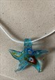 BLUE GLASS STARFISH PENDANT NECKLACE