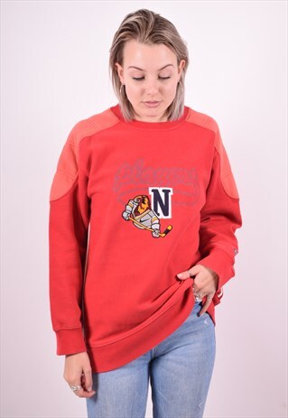 NIKE WOMENS VINTAGE SWEATSHIRT JUMPER LARGE RED 90'S