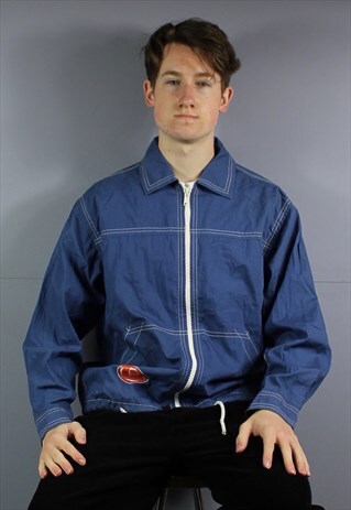 VINTAGE LEVIS WINDBREAKER JACKET IN BLUE DENIM STYLE WITH P
