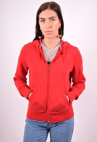 NIKE WOMENS VINTAGE HOODIE JACKET SMALL RED 90'S