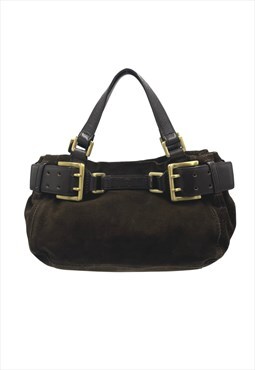 Vintage 90's Style Brown Suede Handbag