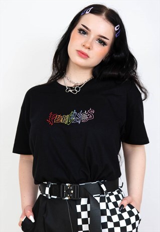 FEELINGS EMBROIDERED RAINBOW T-SHIRT PRIDE