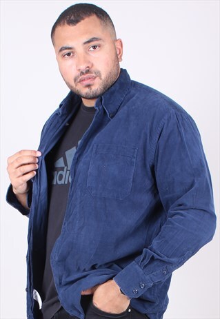 VINTAGE LONG SLEEVED BLUE CORD SHIRT