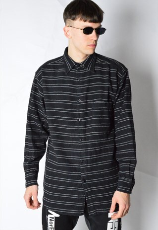 VINTAGE 90S BLACK STRIPED LONG SLEEVE SHIRT