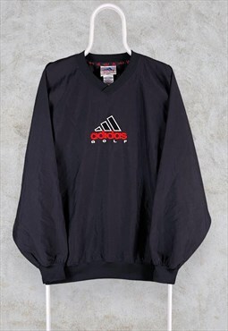 Vintage Black Adidas Sweatshirt Golf Windbreaker Large
