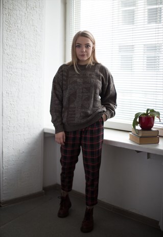 VINTAGE 80'S BROWN WOOL JUMPER