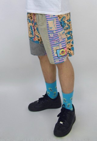 VINTAGE 90'S MULTICOLOURED PRINTED FESTIVAL SHORTS