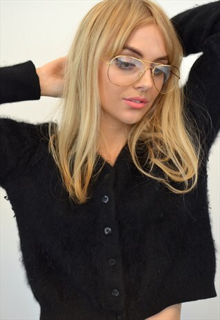 GOLD FRAME & CLEAR LENS OVERSIZE AVIATOR GEEK GLASSES