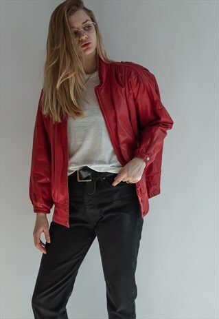 VINTAGE 80S RED BOMBER JACKET