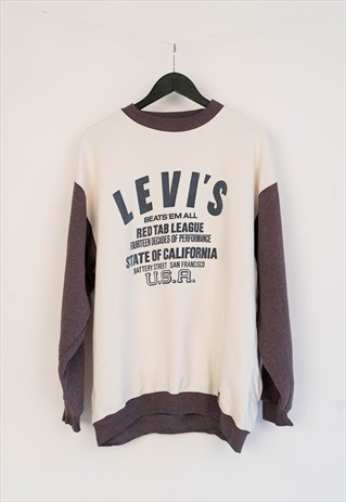 UNISEX VINTAGE LEVI'S U.S.A WHITE & MAUVE SWEATSHIRT