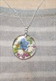 DRIED FLOWER RESIN ROUND NECKLACE WITH 925 SILVER CHAIN