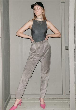 VINTAGE LEATHER SUEDE TROUSERS / 1990S