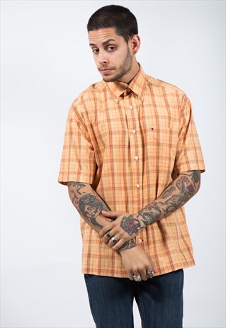 VINTAGE 80S TOMMY HILFIGER SHORT SLEEVES SHIRT / S8002