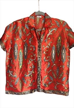 1920s style 90s satin blouse paisley 