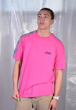VINTAGE ASICS PINK PRINTED TEE