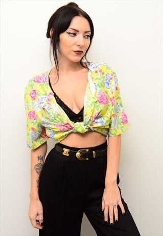 VINTAGE 90'S BOLD RETRO FUNKY FLORAL PATTERNED SHIRT