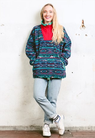 VINTAGE 90S SOUTHWESTERN PRINT FLEECE SWEATER