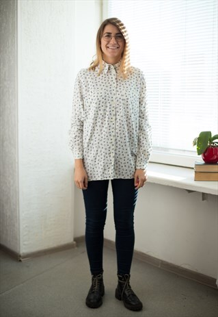 VINTAGE 70'S WHITE SOFT PAISLEY SHIRT