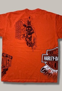VINTAGE orange harley davidson motorcycle tshirt 