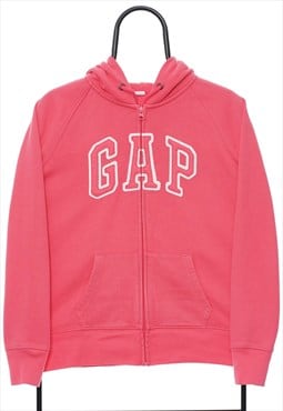 Retro GAP Spellout Pink Zip Up Hoodie Womens