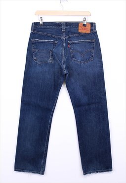 Vintage Levi's 501 Jeans Dark Washed Blue Denim With Logo 