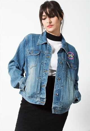 VINTAGE 80S CLASSIC WRANGLER EMBELLISHED DENIM JACKET /S1673