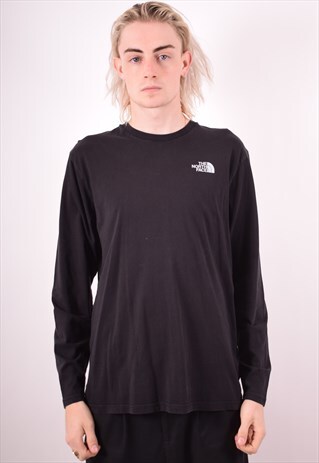 THE NORTH FACE MENS VINTAGE TOP LONG SLEEVE LARGE BLACK 90S