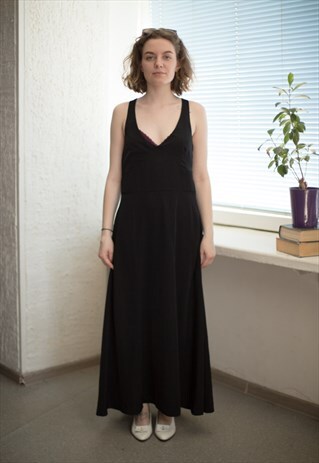 VINTAGE 80'S BLACK SLEEVELESS DRESS