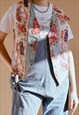 VINTAGE EASTERN FLORAL PATTERN BUTTON UP COTTON VEST IN RED